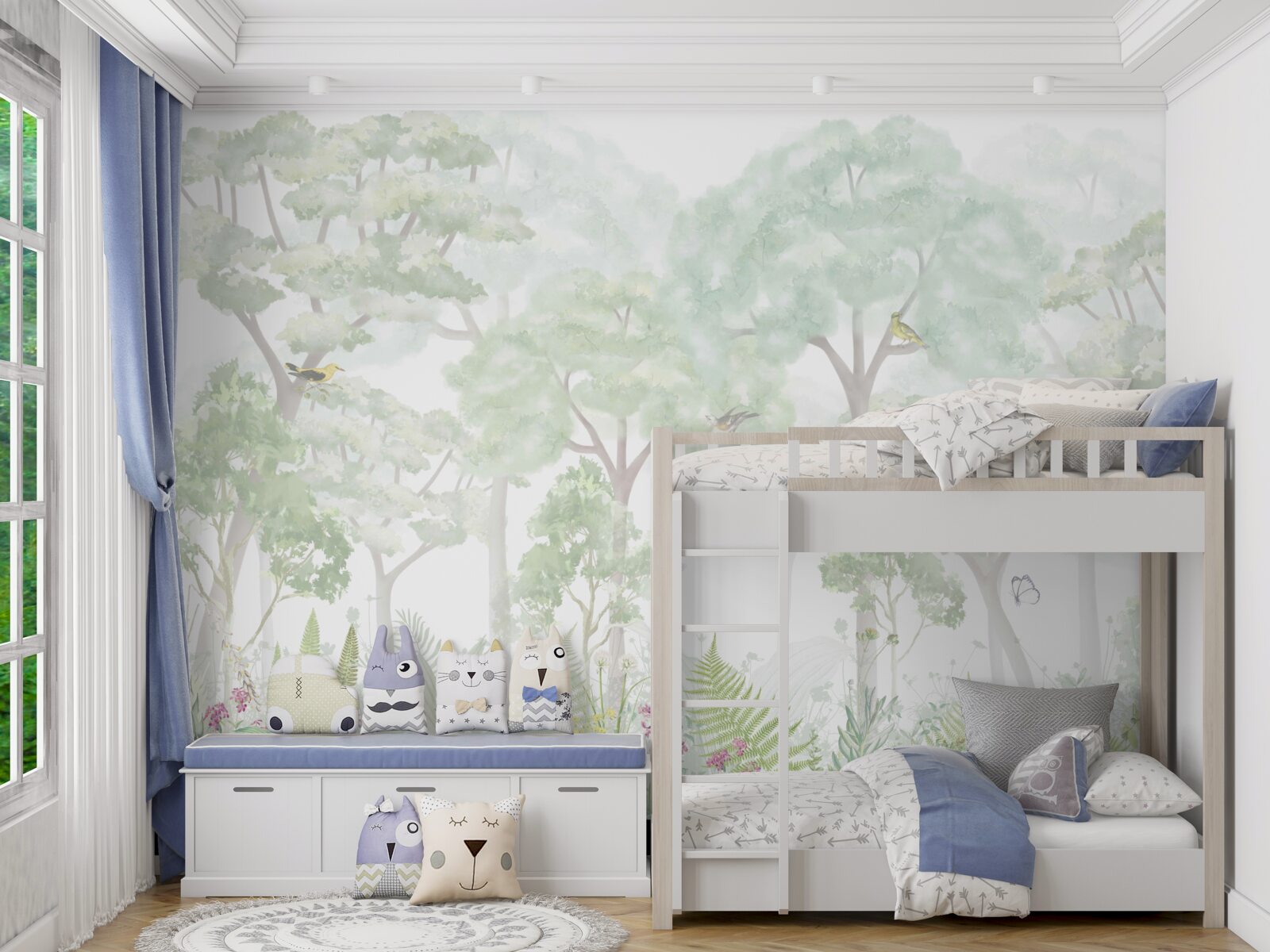 Fototapeta les namaľovaný bledými odtieňmi akvarelu