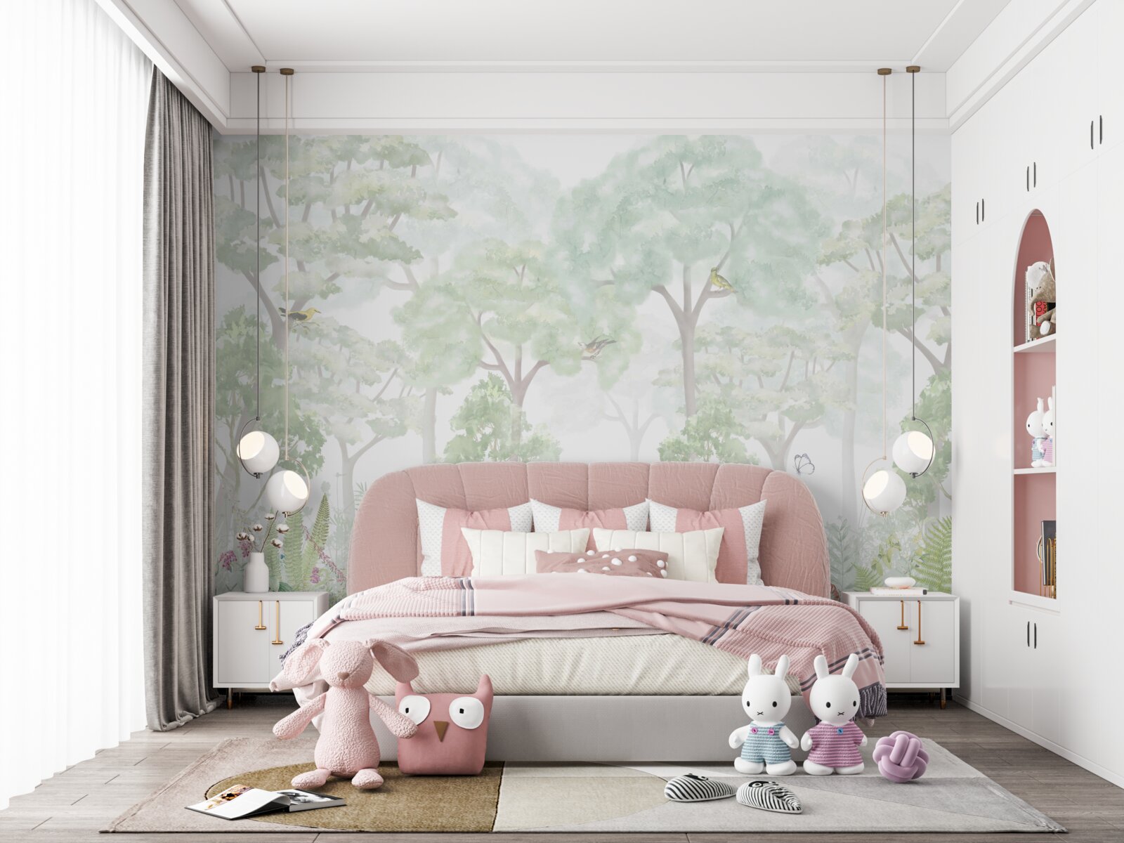 Fototapeta les namaľovaný bledými odtieňmi akvarelu