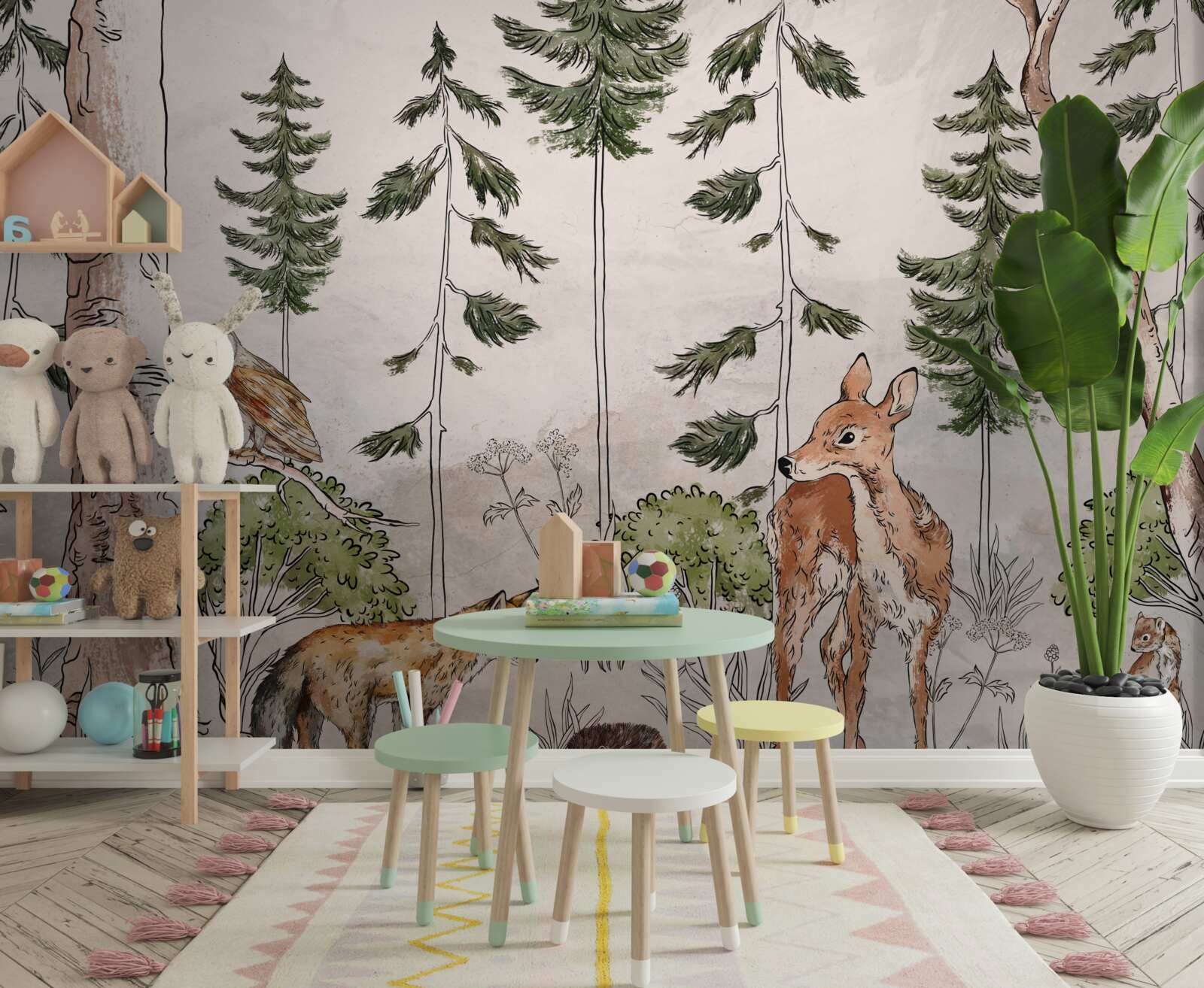 Fototapeta zvieratá prechádzajúce lesom