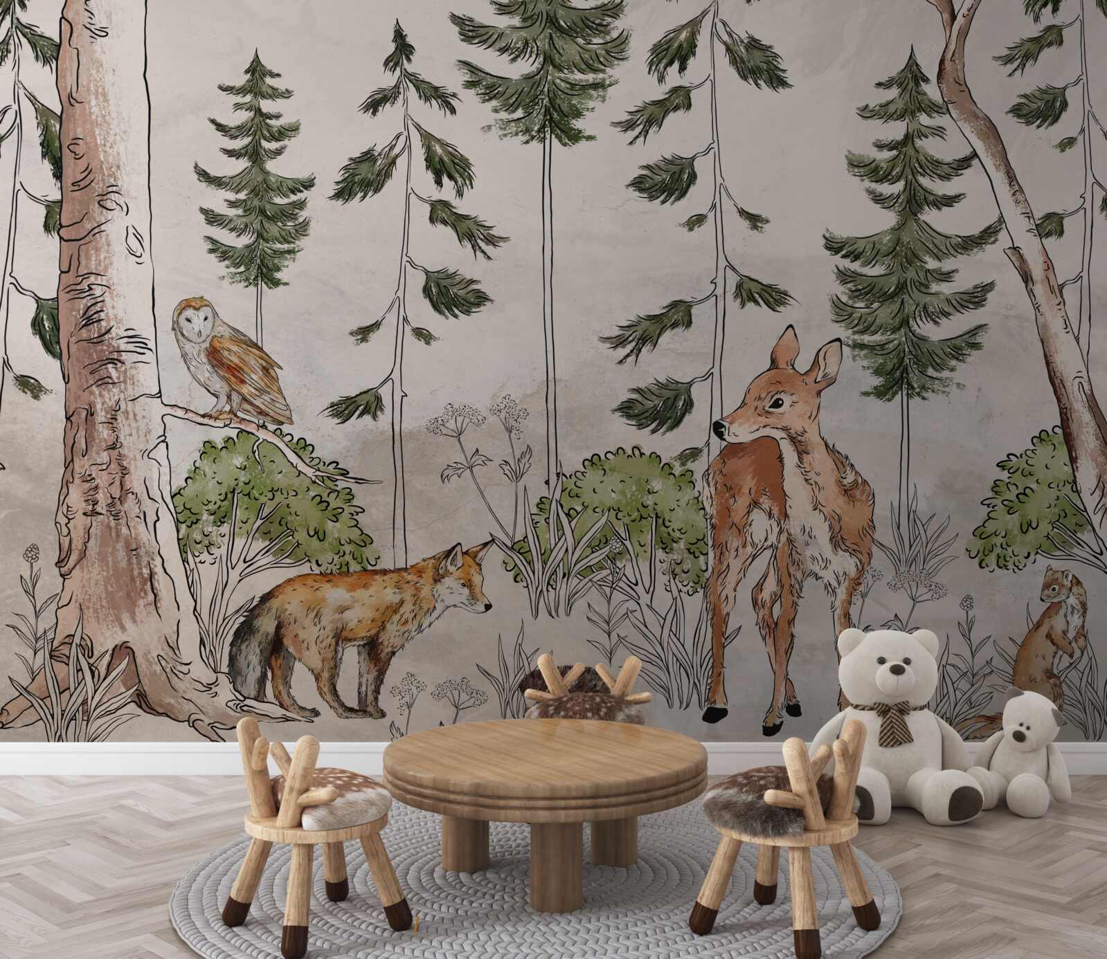 Fototapeta zvieratá prechádzajúce lesom