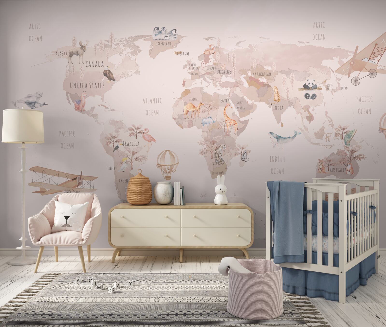 Fototapeta mapa sveta bez nasýtených farieb