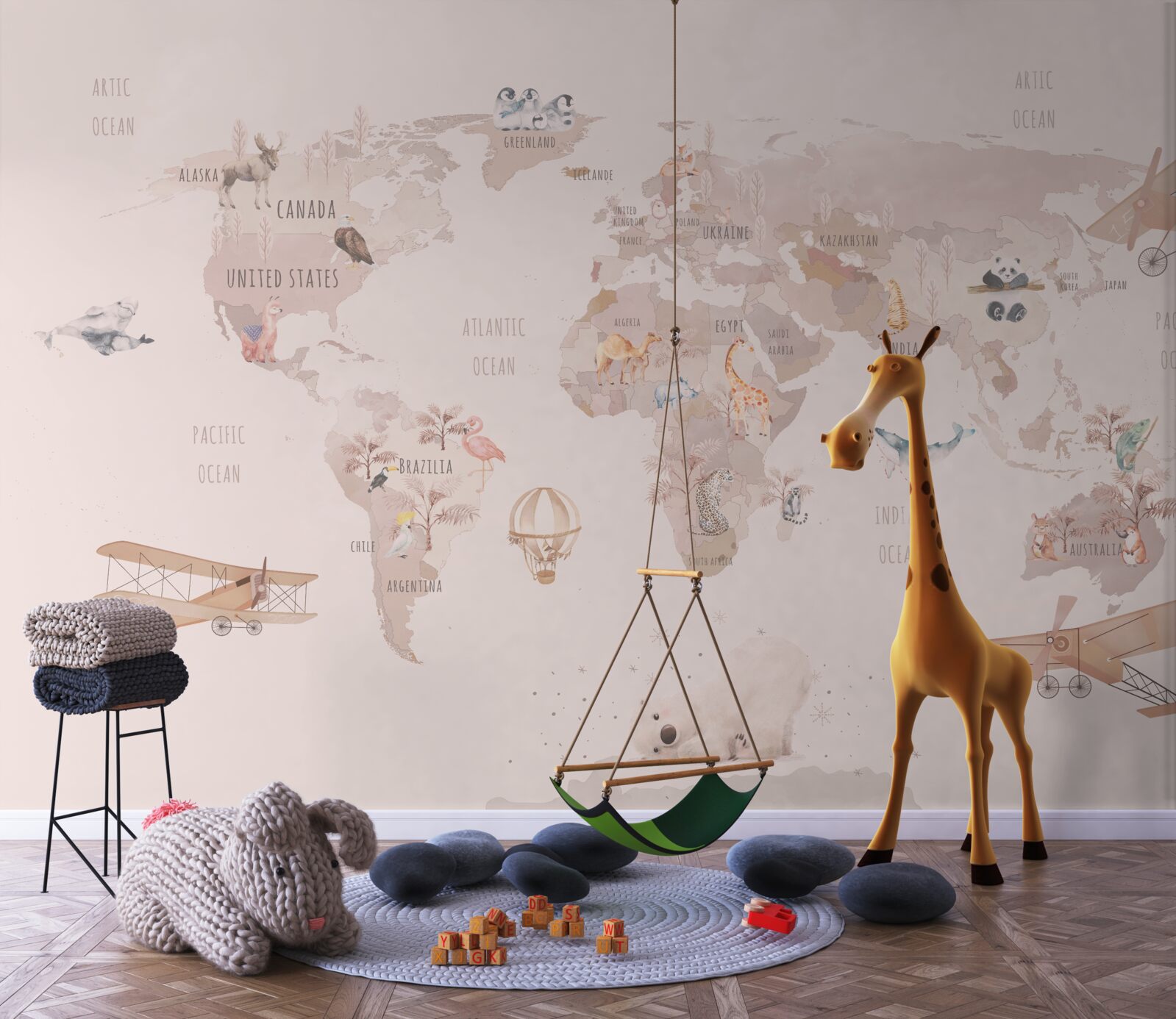 Fototapeta mapa sveta bez nasýtených farieb