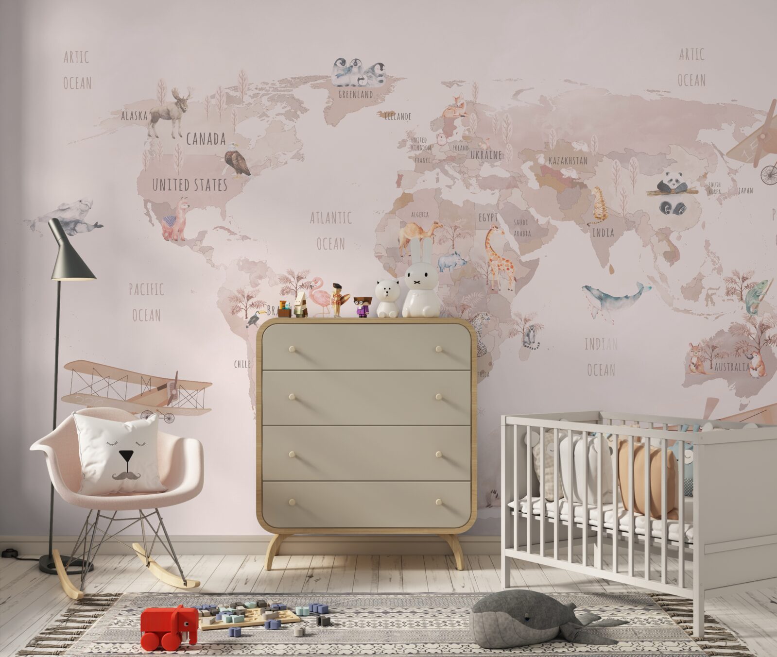 Fototapeta mapa sveta bez nasýtených farieb