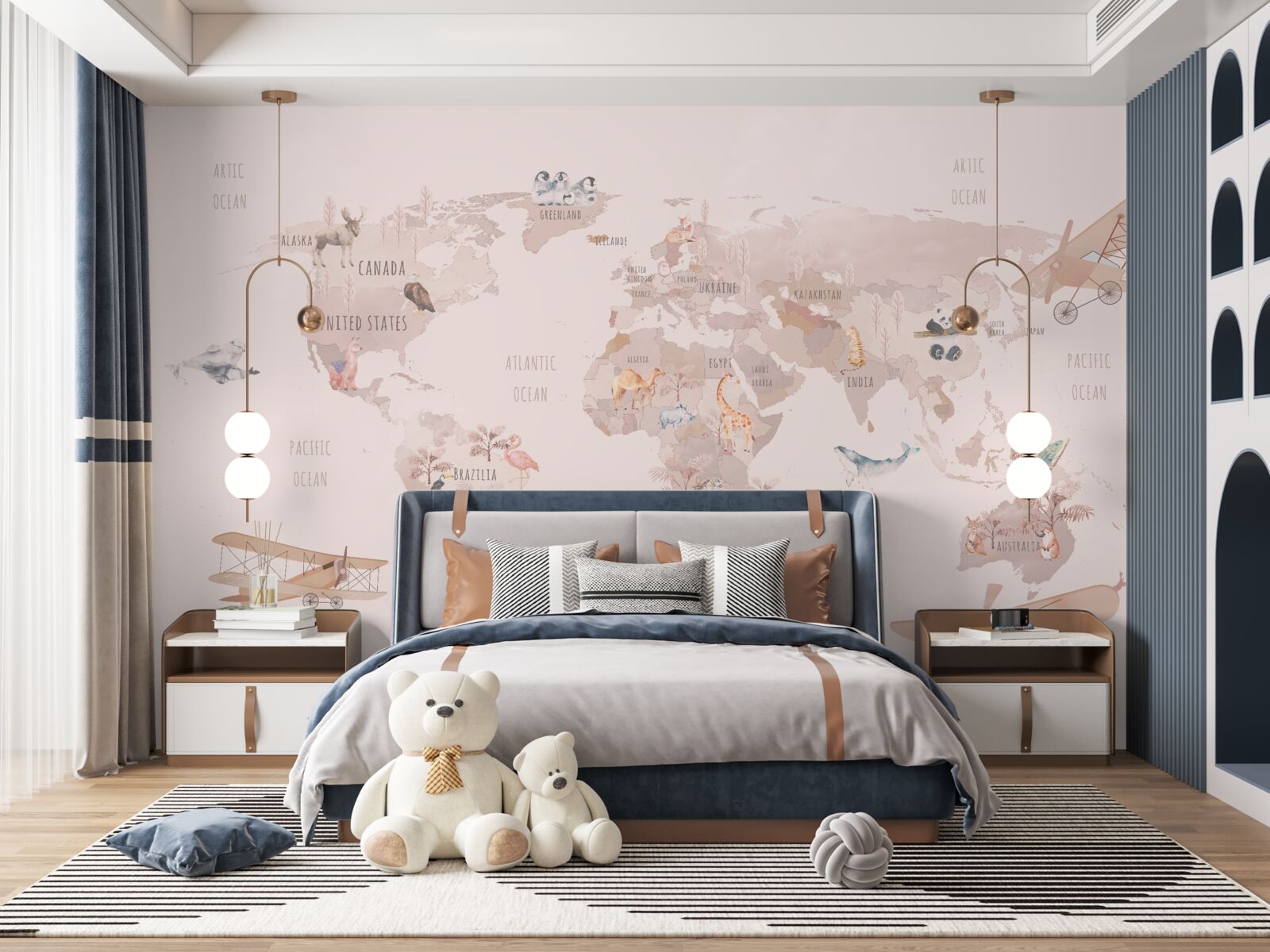 Fototapeta mapa sveta bez nasýtených farieb