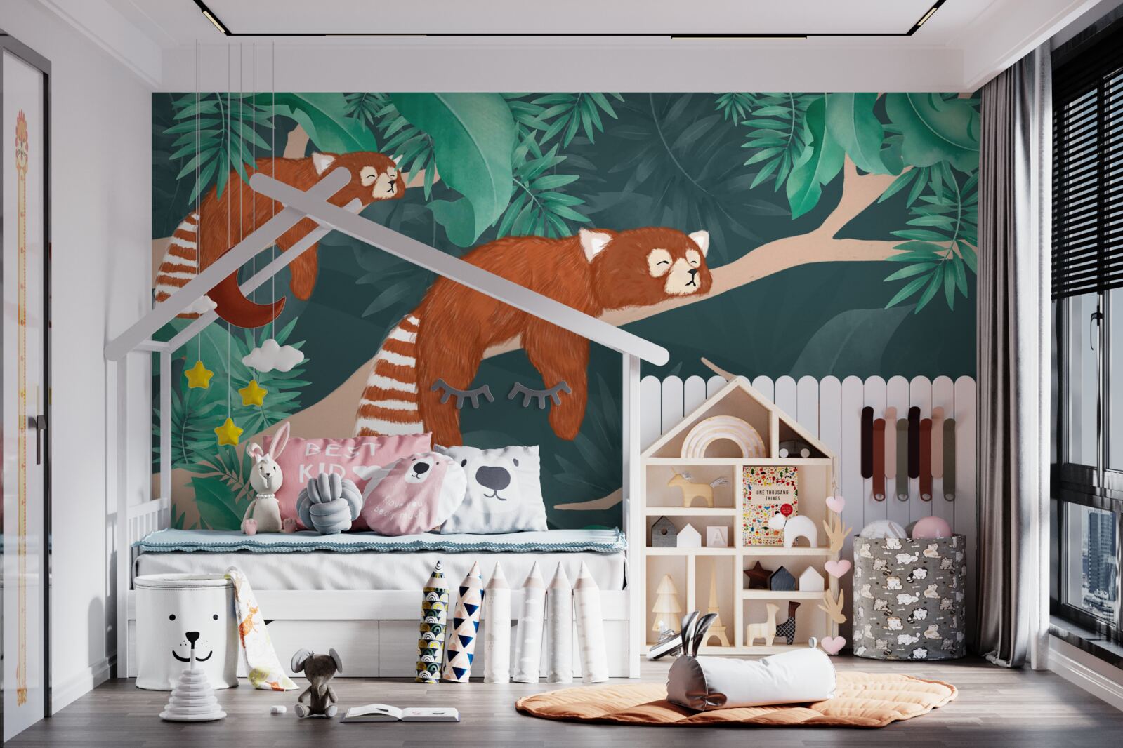 Fototapeta oranžové pandy odpočívajú na konároch