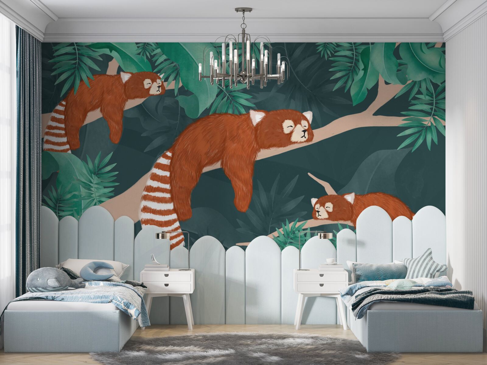 Fototapeta oranžové pandy odpočívajú na konároch