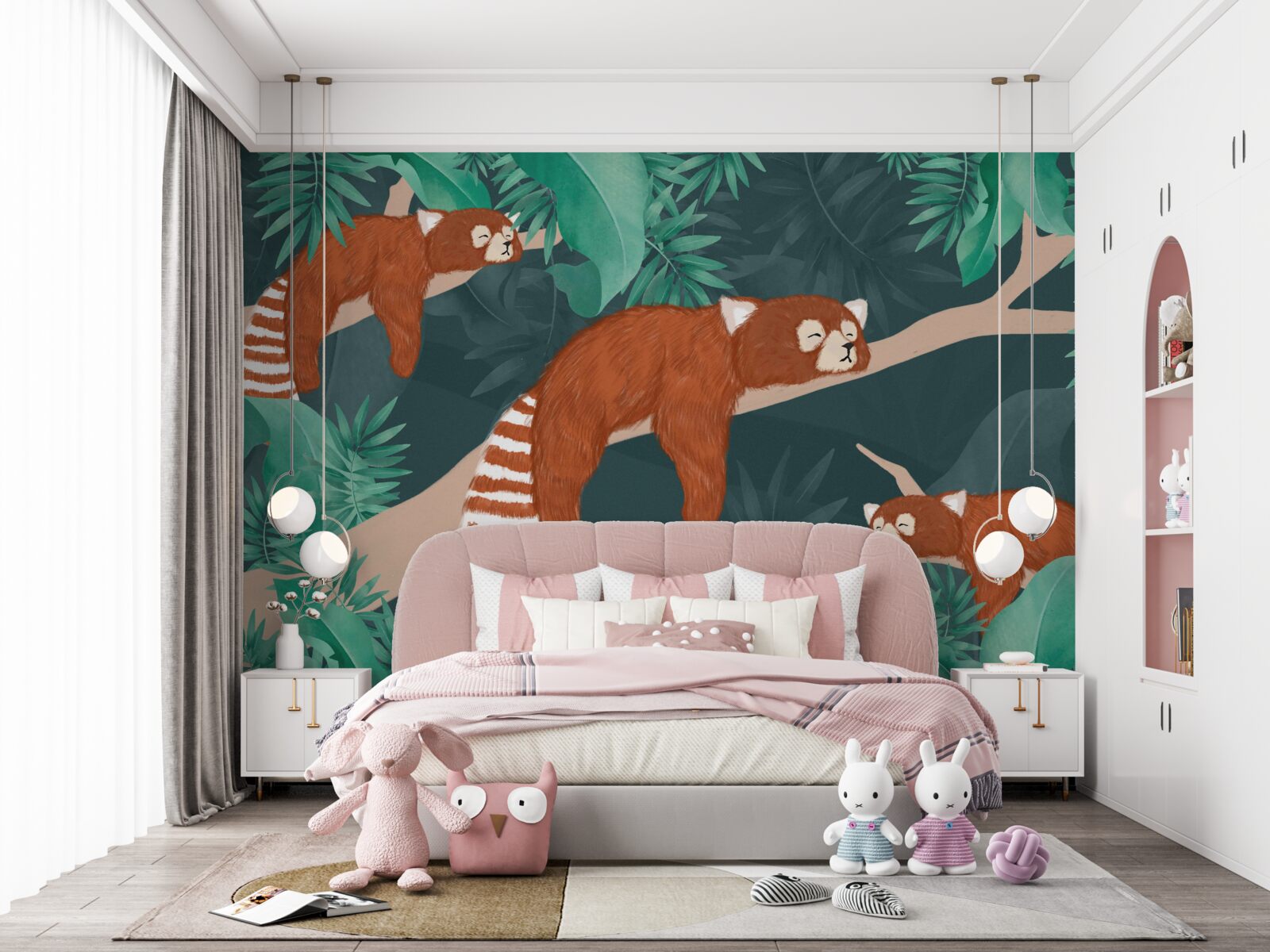 Fototapeta oranžové pandy odpočívajú na konároch