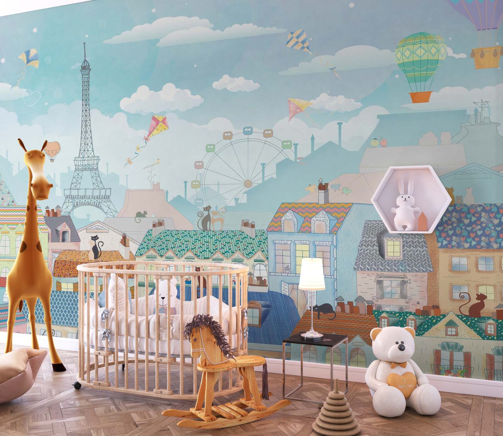 Fototapeta Parížske krajiny priťahujú pozornosť mačiek na strechách