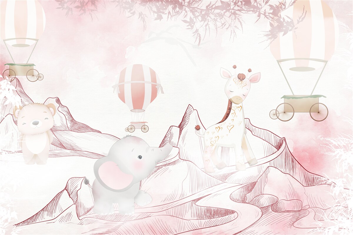 Fototapeta svetloružové zvieratká a lietajúce gule