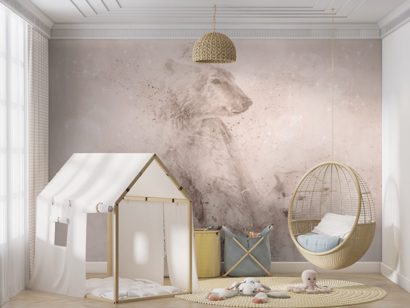 Fototapeta medvedica so svojimi mláďatami