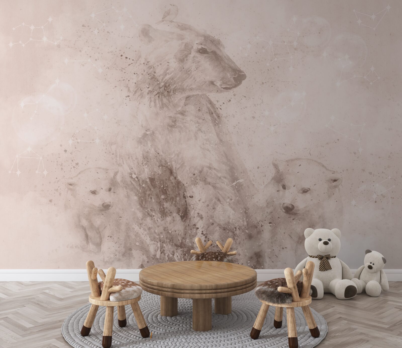 Fototapeta medvedica so svojimi mláďatami