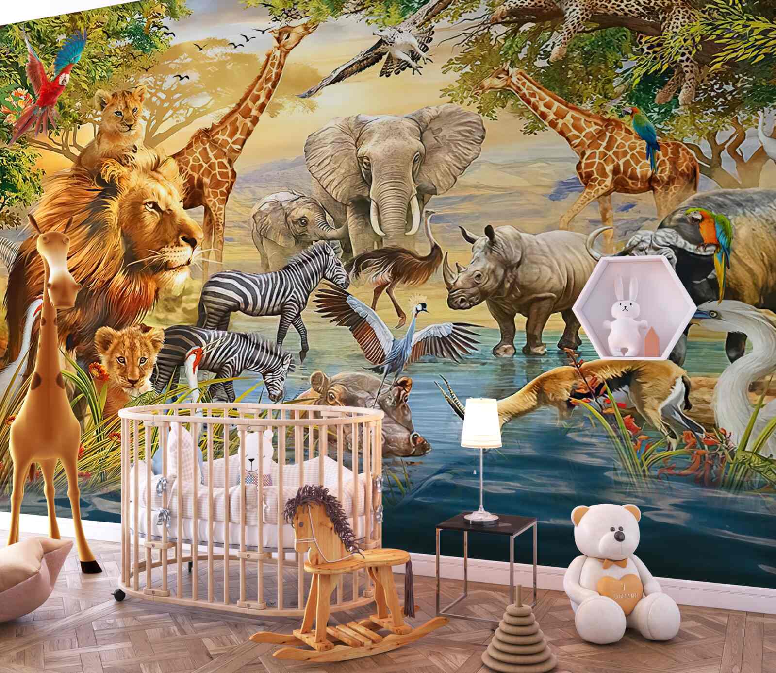 Fototapeta Africké zvieratá v blízkosti rybníka