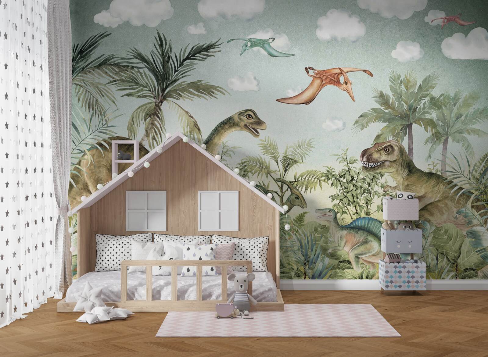 Fototapeta zeleň obklopuje dinosaury