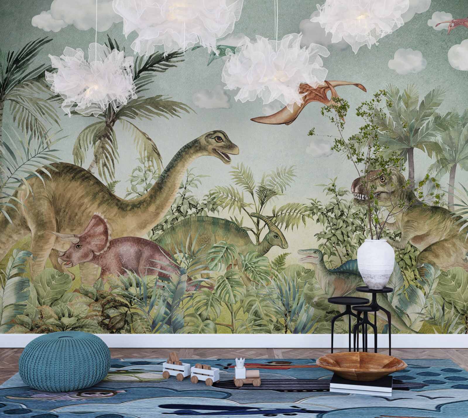 Fototapeta zeleň obklopuje dinosaury