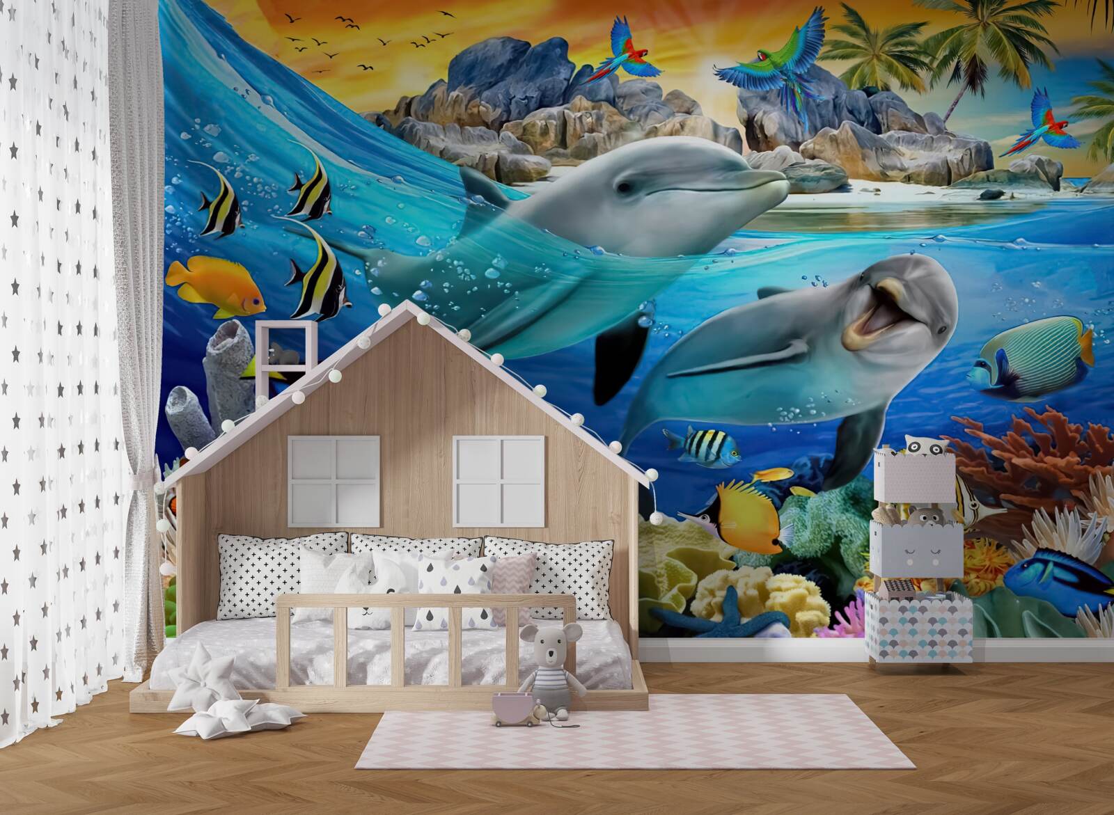 Fototapeta delfíny plávajú na hladinu vody