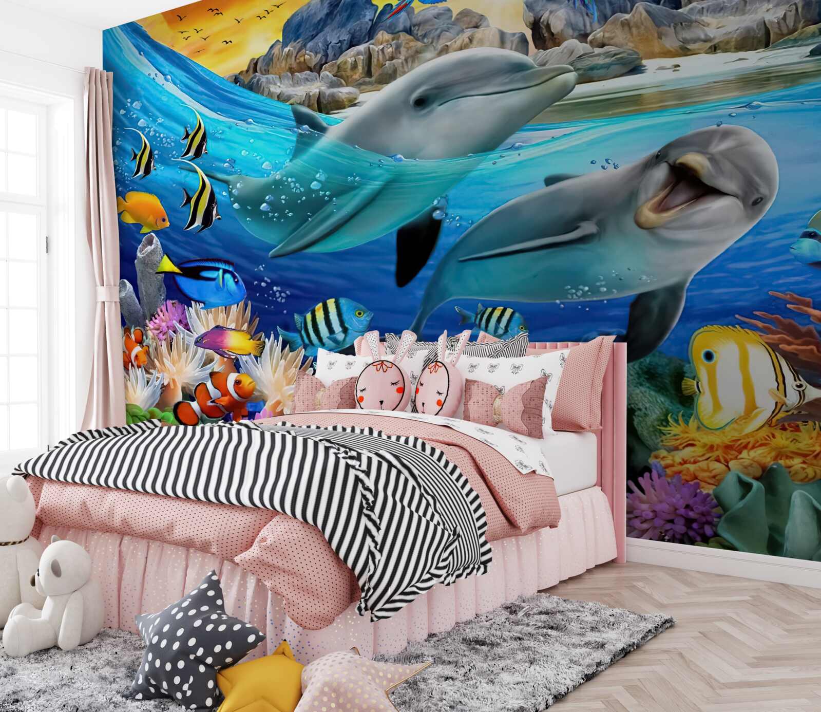 Fototapeta delfíny plávajú na hladinu vody