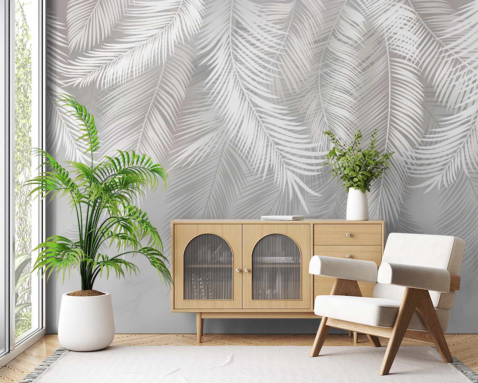 Fototapeta listy, biele a svetlé, pripomínajú perie