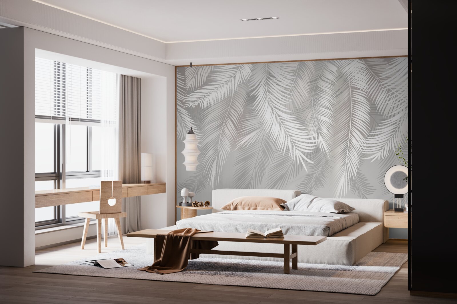 Fototapeta listy, biele a svetlé, pripomínajú perie