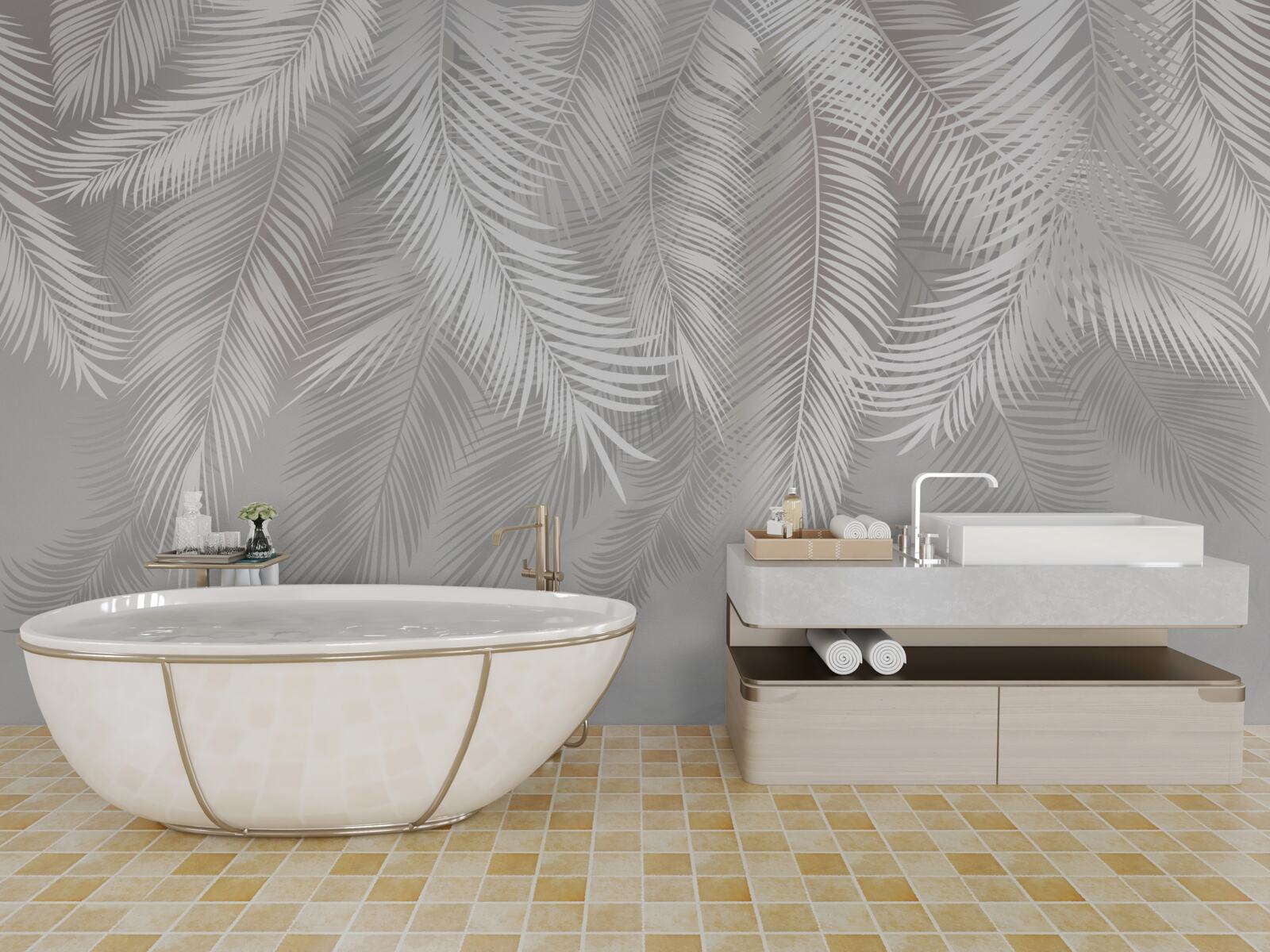 Fototapeta listy, biele a svetlé, pripomínajú perie