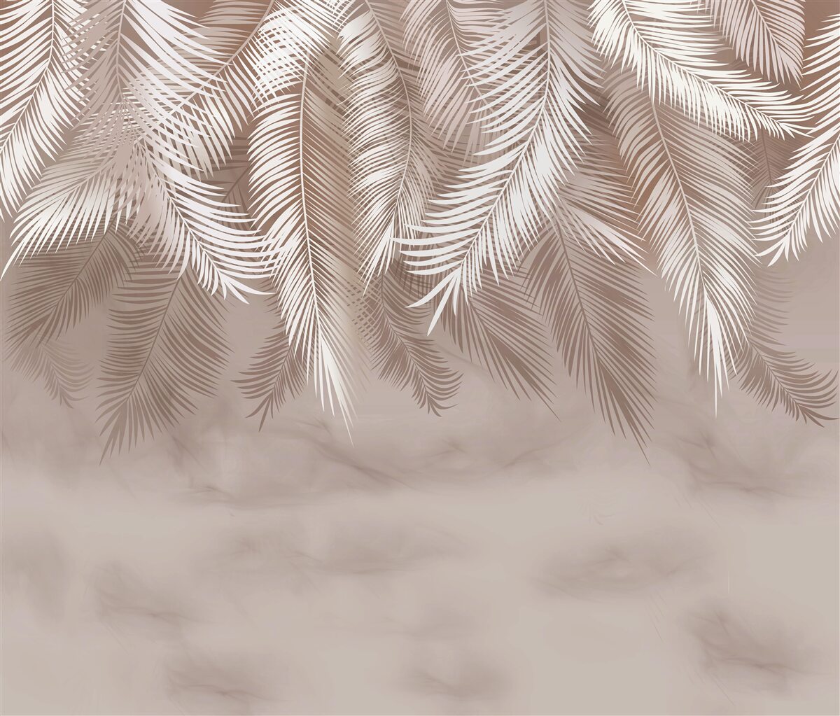 Fototapeta visiace palmové listy boli posypané bielou farbou
