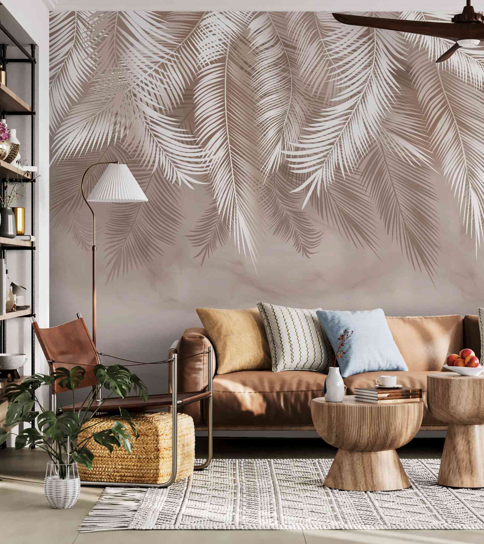 Fototapeta visiace palmové listy boli posypané bielou farbou