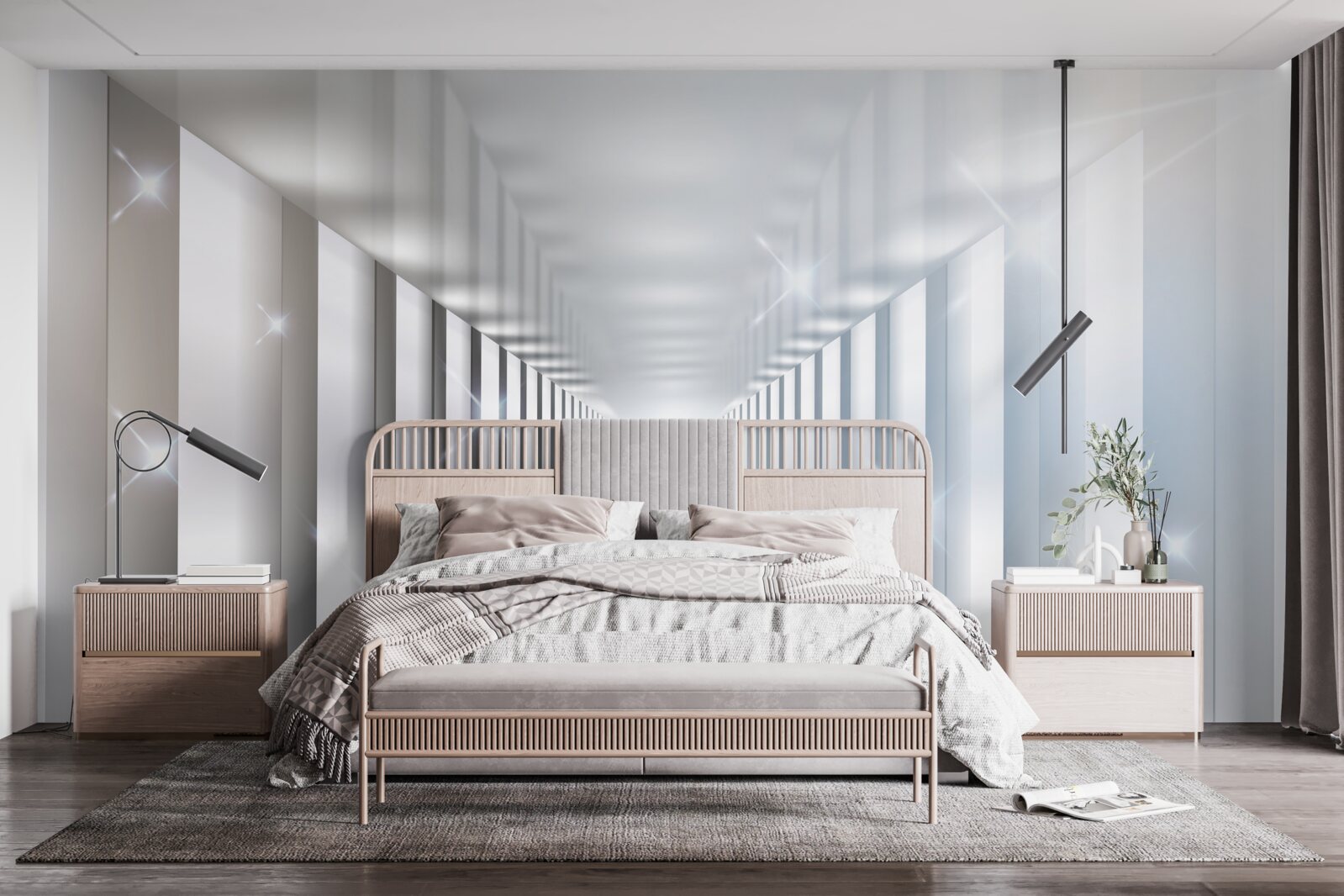 Fototapeta nekonečný tunel visiaci nad mestom