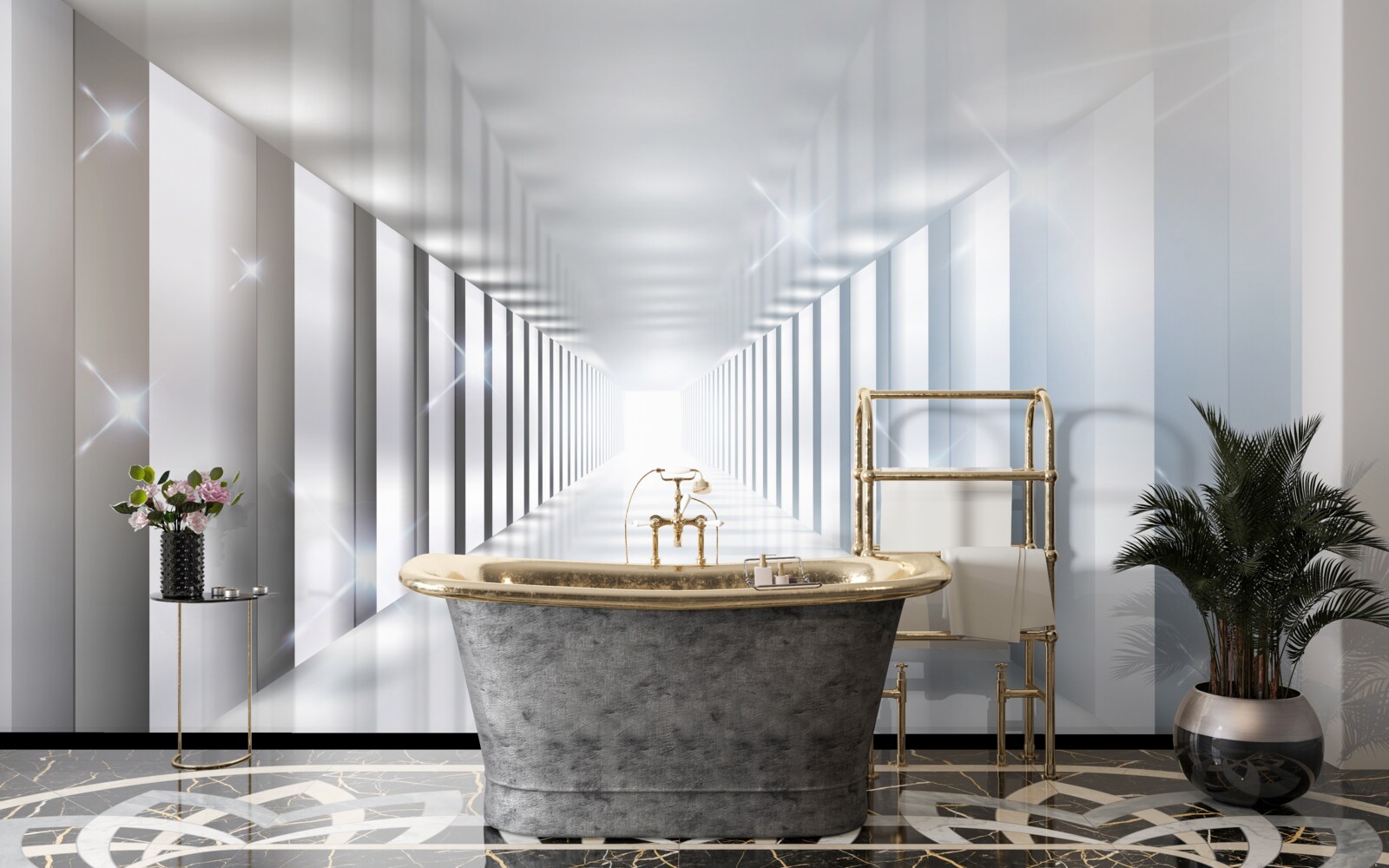 Fototapeta nekonečný tunel visiaci nad mestom