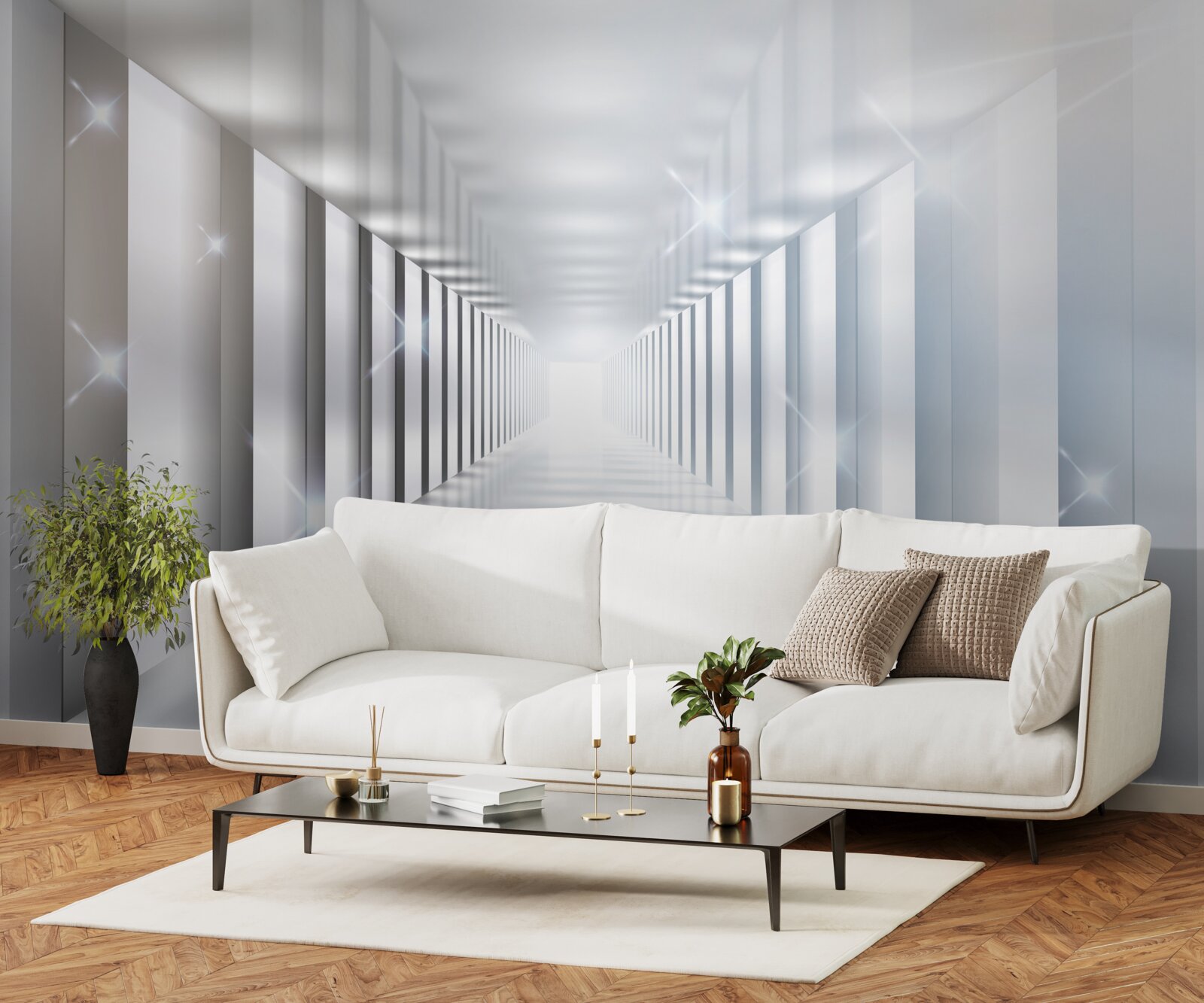 Fototapeta nekonečný tunel visiaci nad mestom