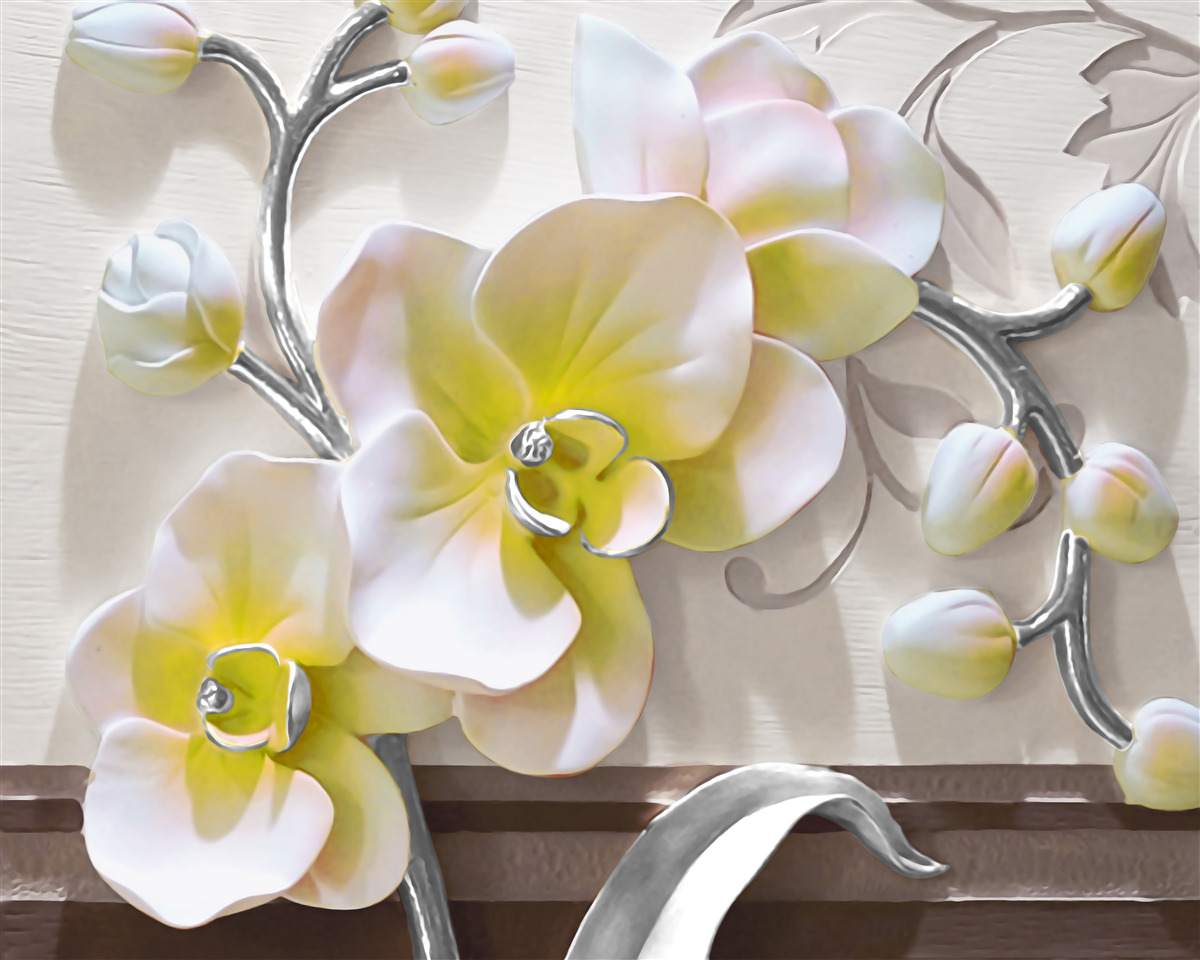 Fototapeta orchidea s jedinečnou bielou a žltou farbou