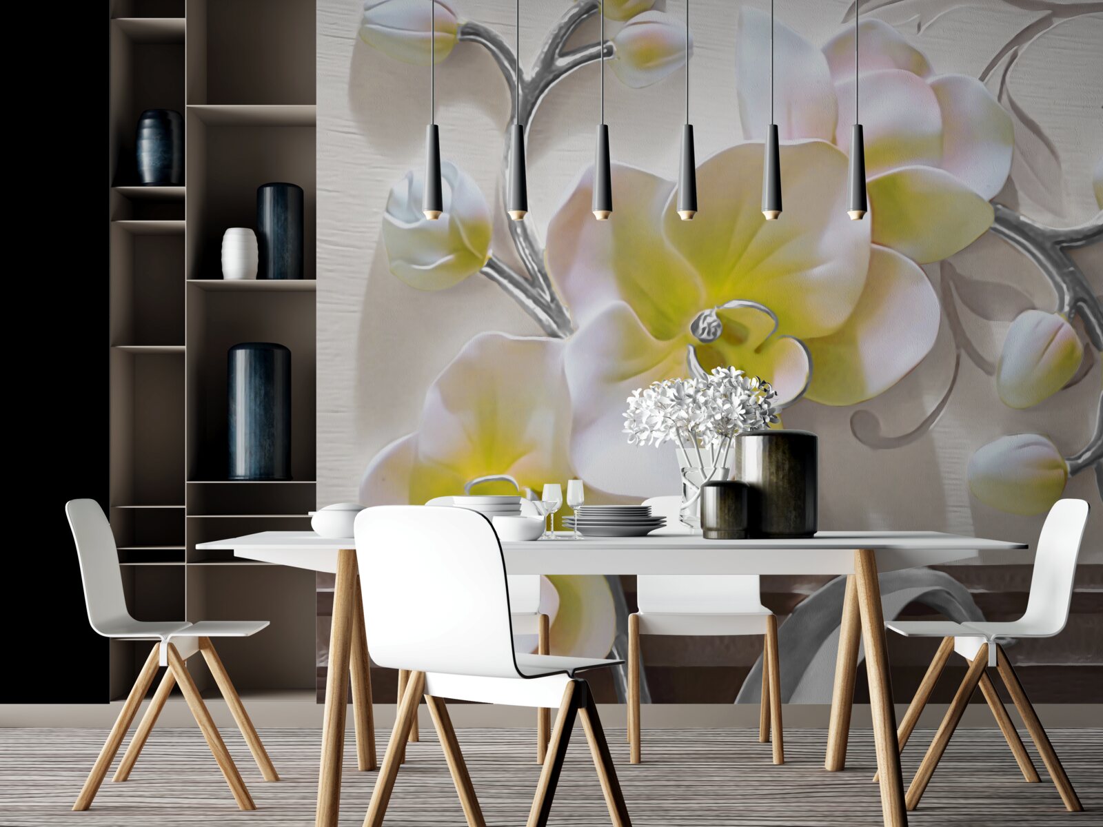 Fototapeta orchidea s jedinečnou bielou a žltou farbou