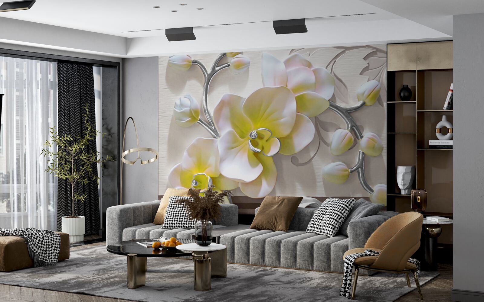 Fototapeta orchidea s jedinečnou bielou a žltou farbou