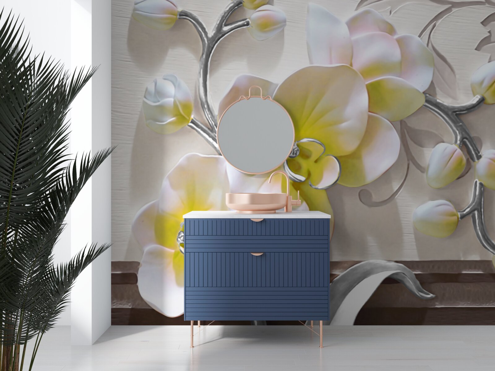 Fototapeta orchidea s jedinečnou bielou a žltou farbou