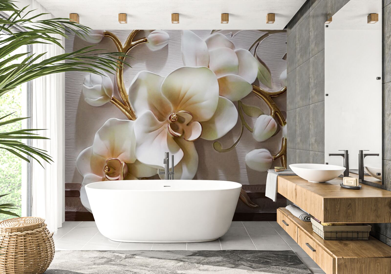 Fototapeta nádherné vetvy snehovo bielej orchidey