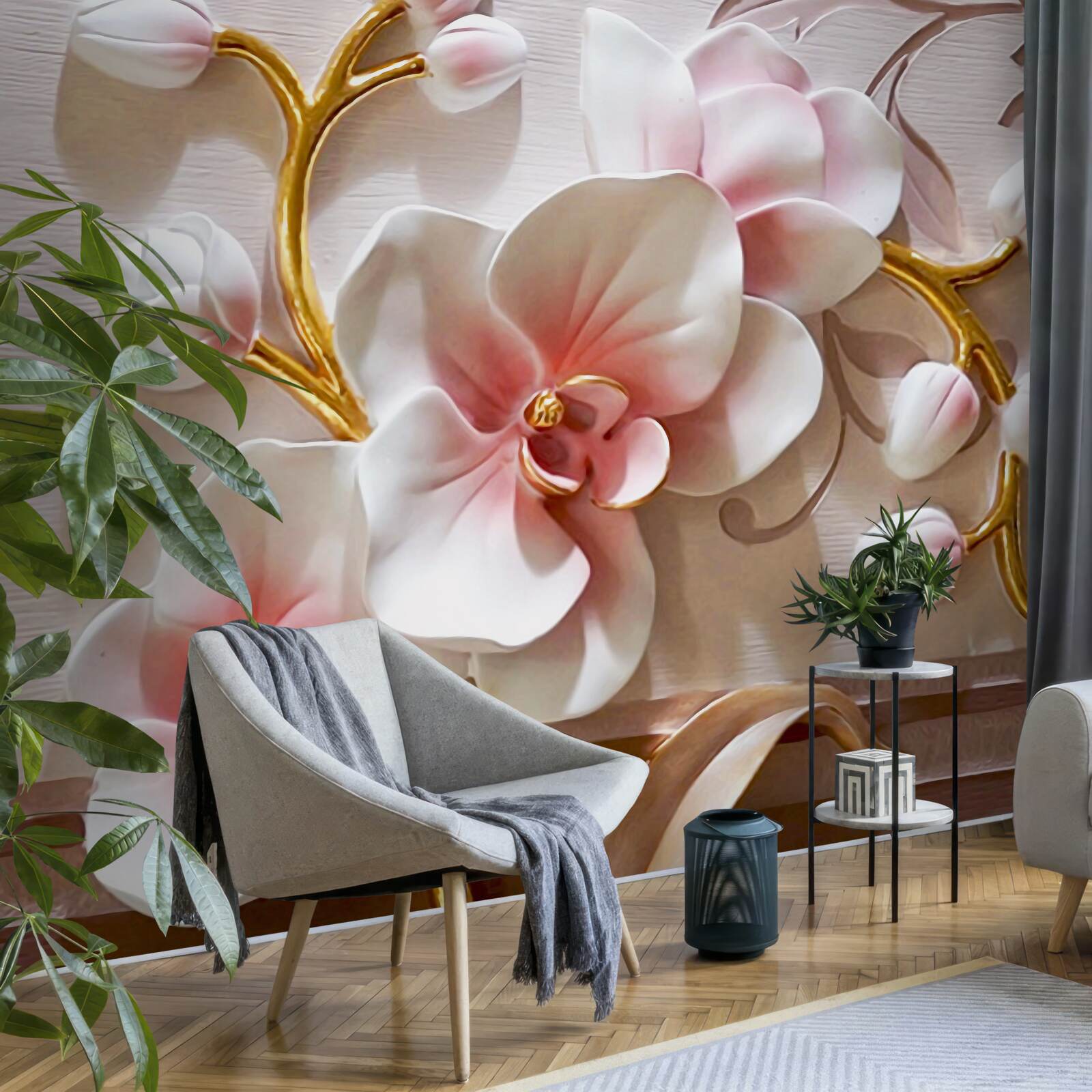 Fototapeta obrovské púčiky červenej a bielej orchidey