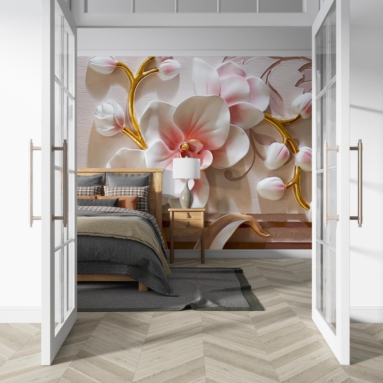 Fototapeta obrovské púčiky červenej a bielej orchidey