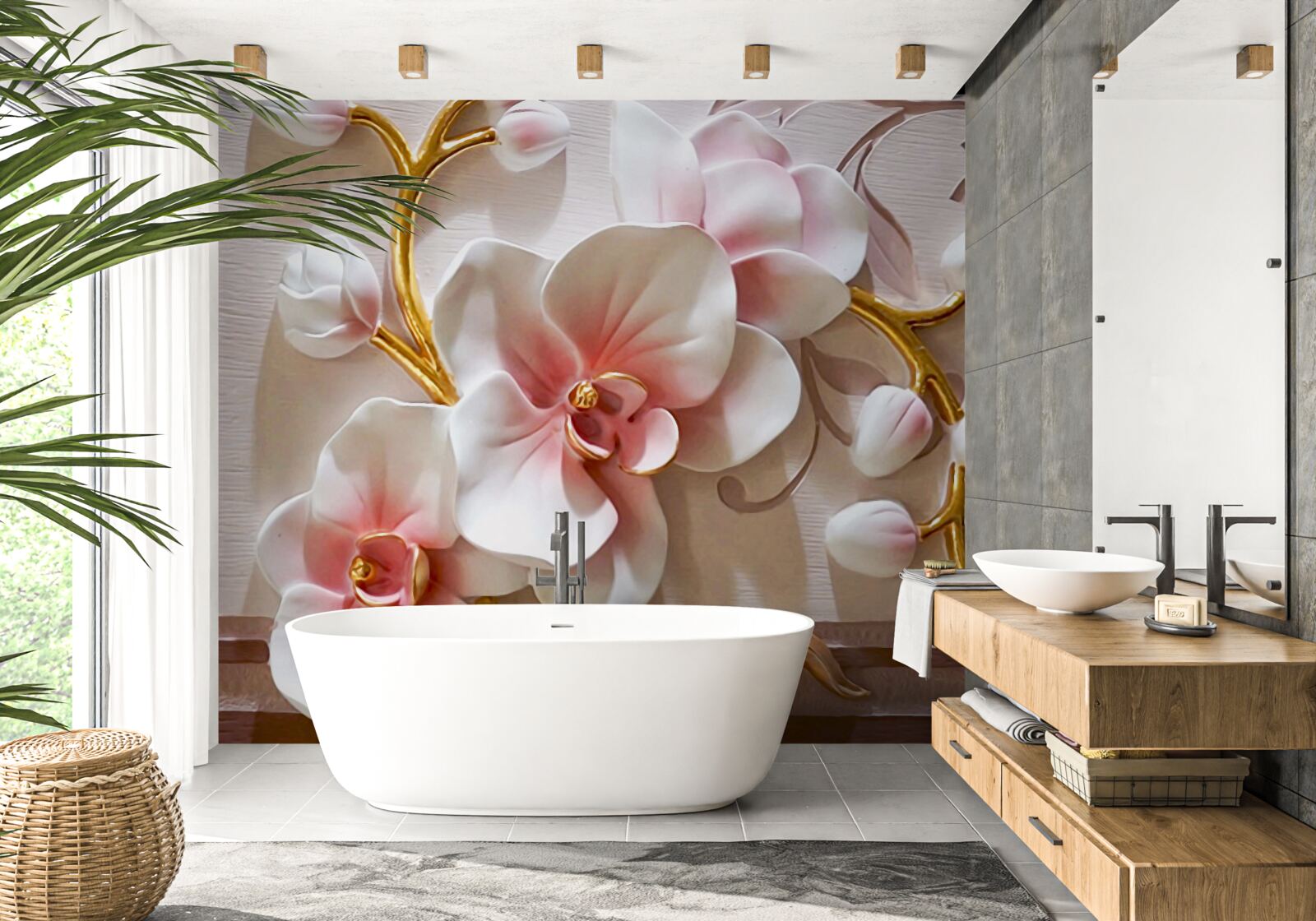 Fototapeta obrovské púčiky červenej a bielej orchidey