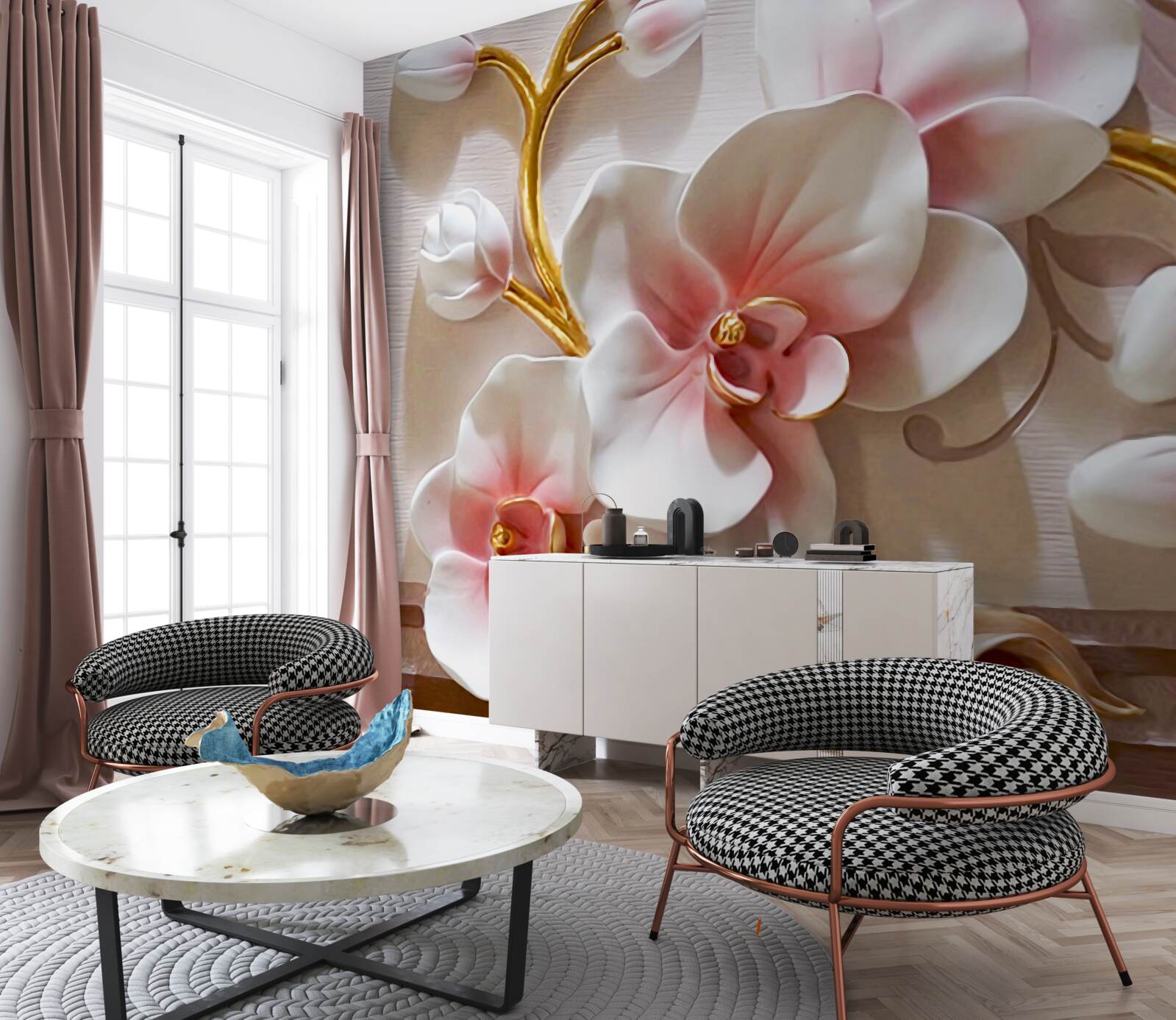 Fototapeta obrovské púčiky červenej a bielej orchidey