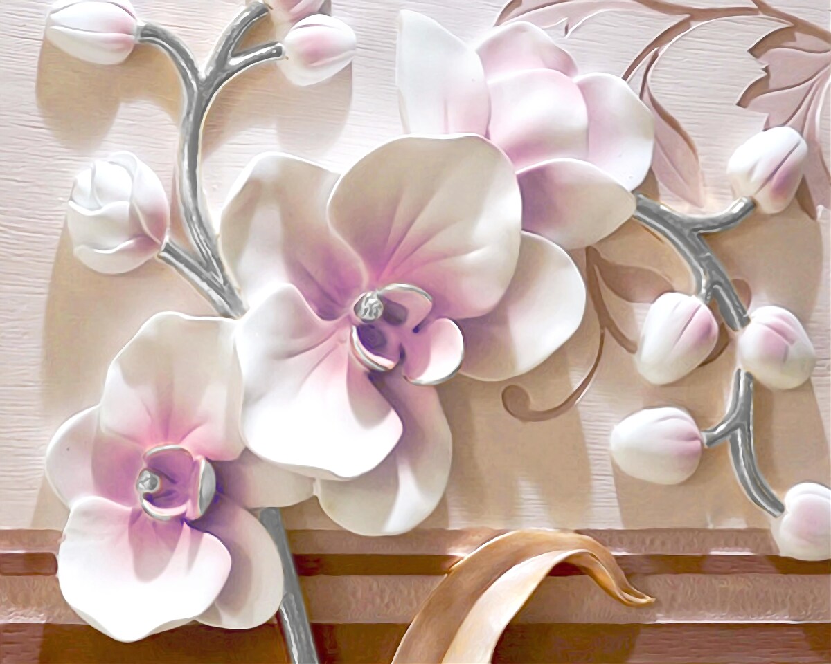 Fototapeta orchidea v bielych, sviežich púčikoch