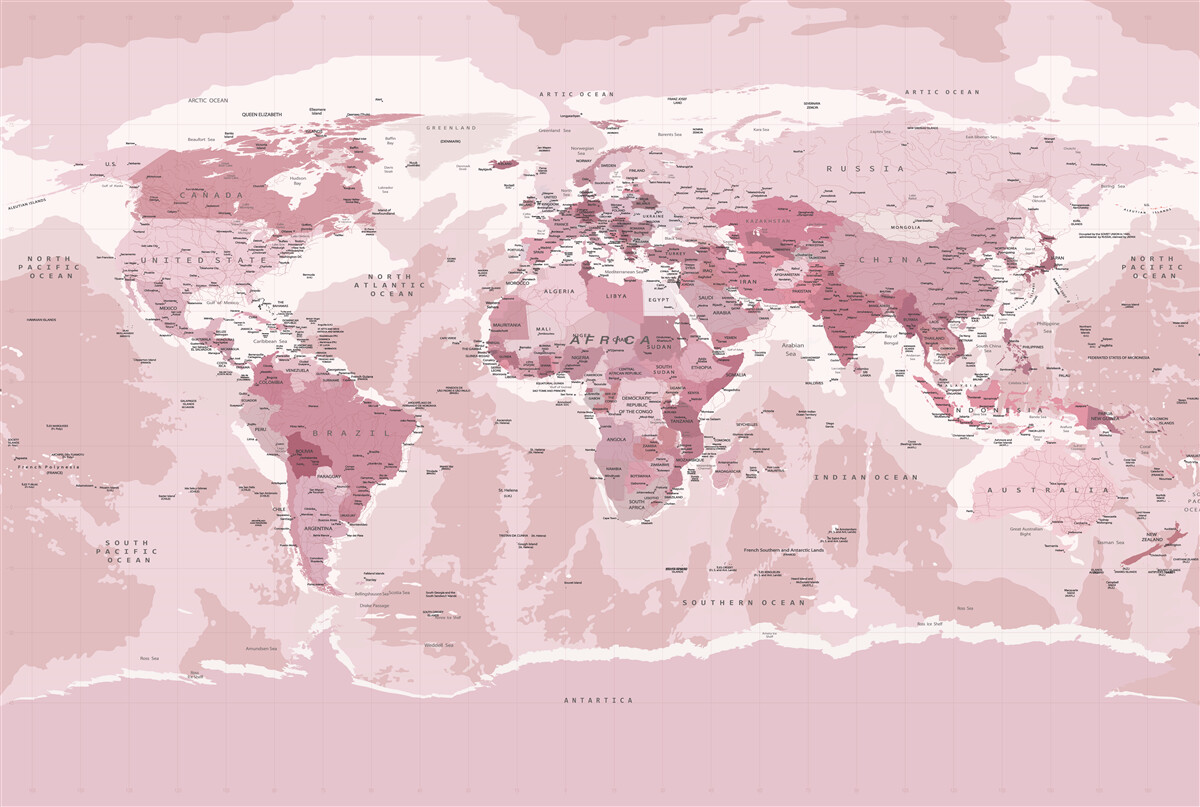 Fototapeta štandardná geografická mapa v ružových farbách