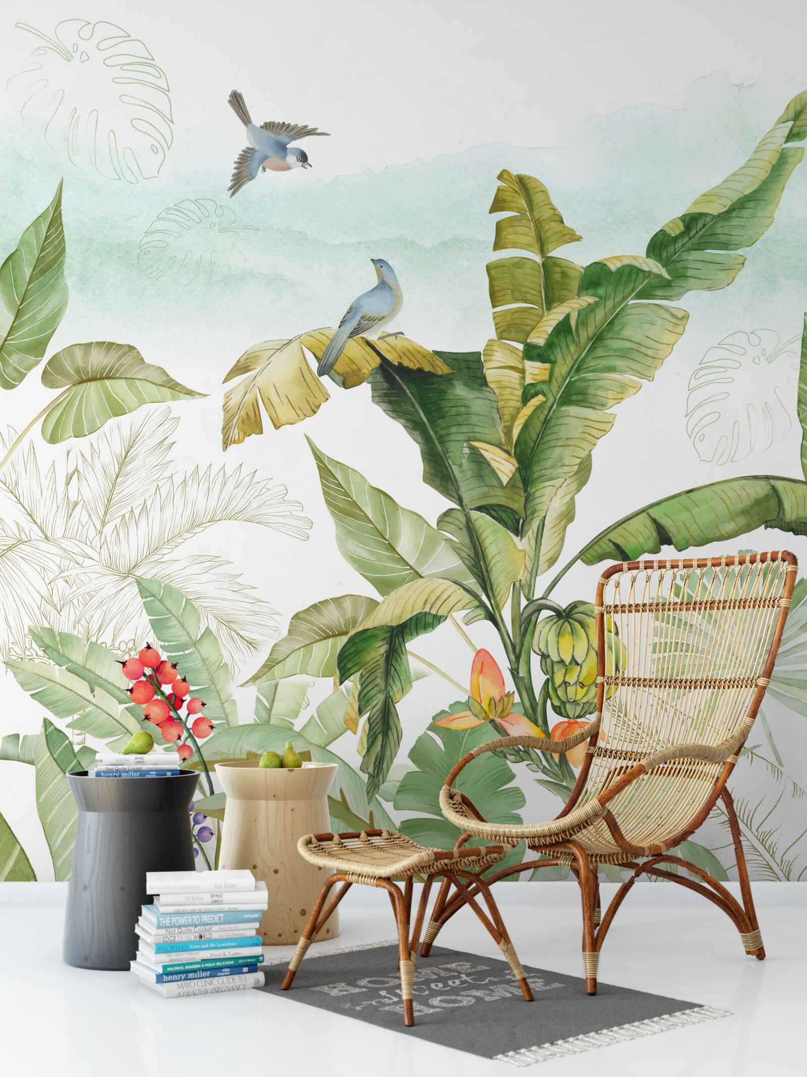 Fototapeta vtáky radi odpočívajú na tropických listoch