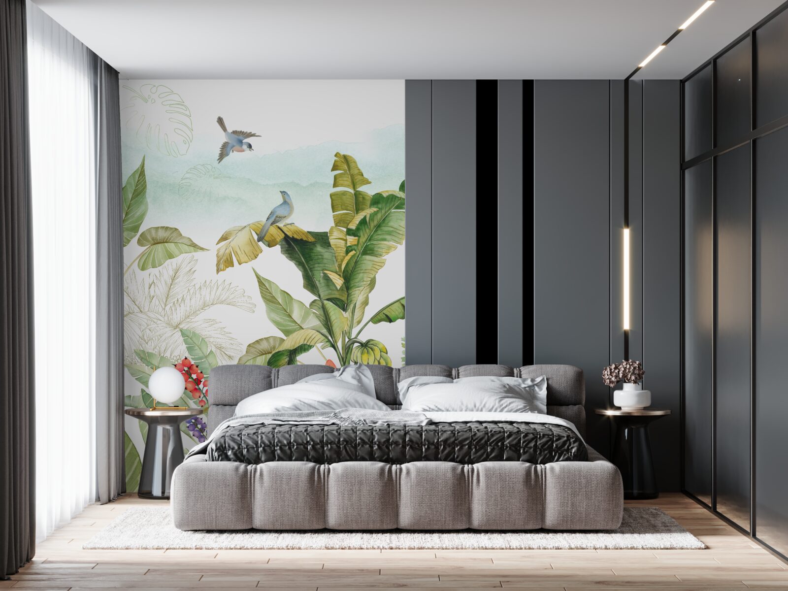 Fototapeta vtáky radi odpočívajú na tropických listoch