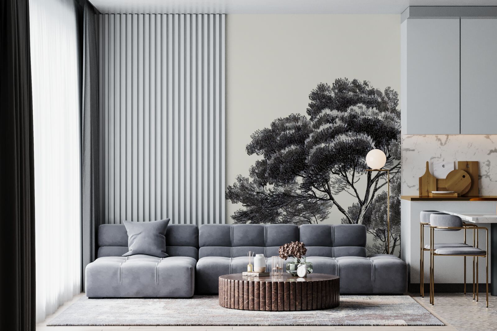 Fototapeta husto lemujúci veľký strom pokrytý lesom