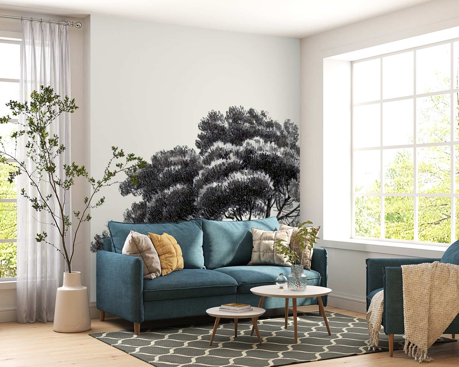 Fototapeta husto lemujúci veľký strom pokrytý lesom