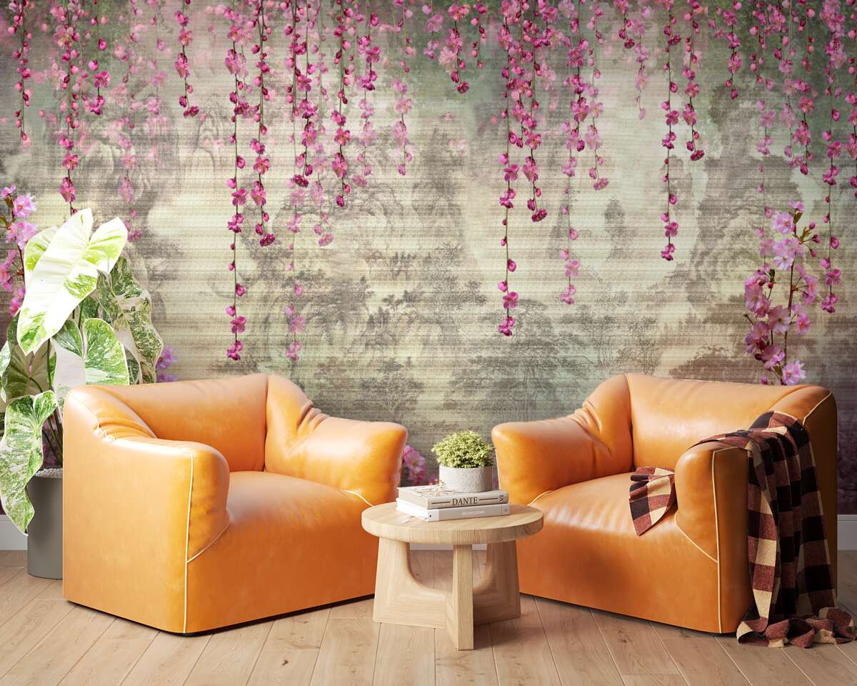 Fototapeta ružové kvety padajúce do vody zhora nadol