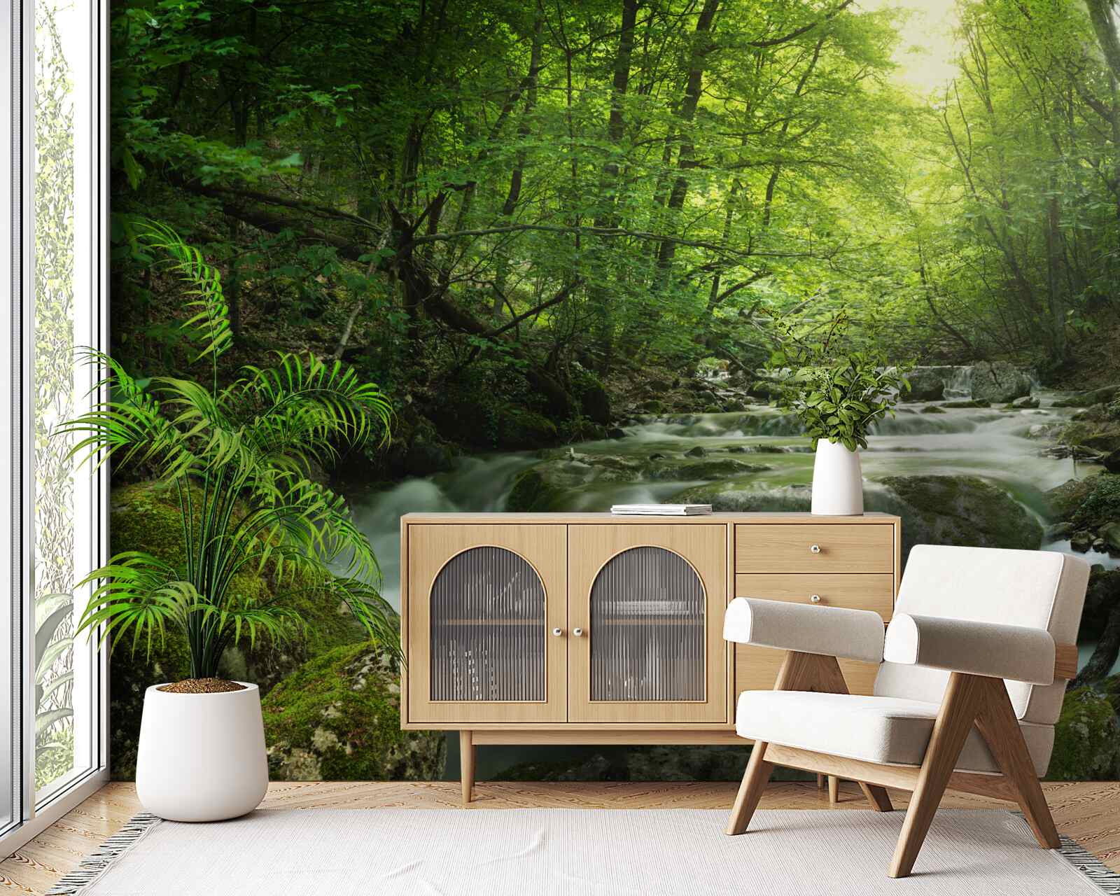 Fototapeta pokojné vody lesného vodopádu