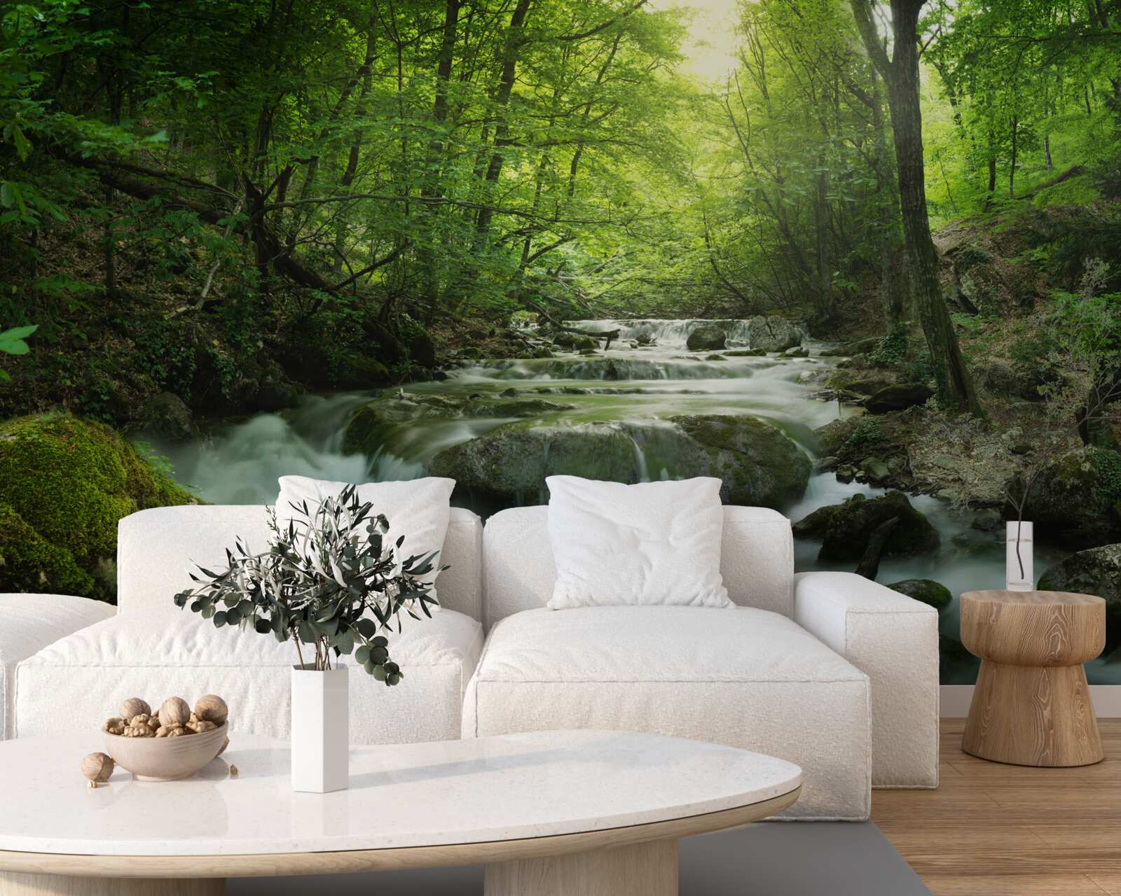 Fototapeta pokojné vody lesného vodopádu