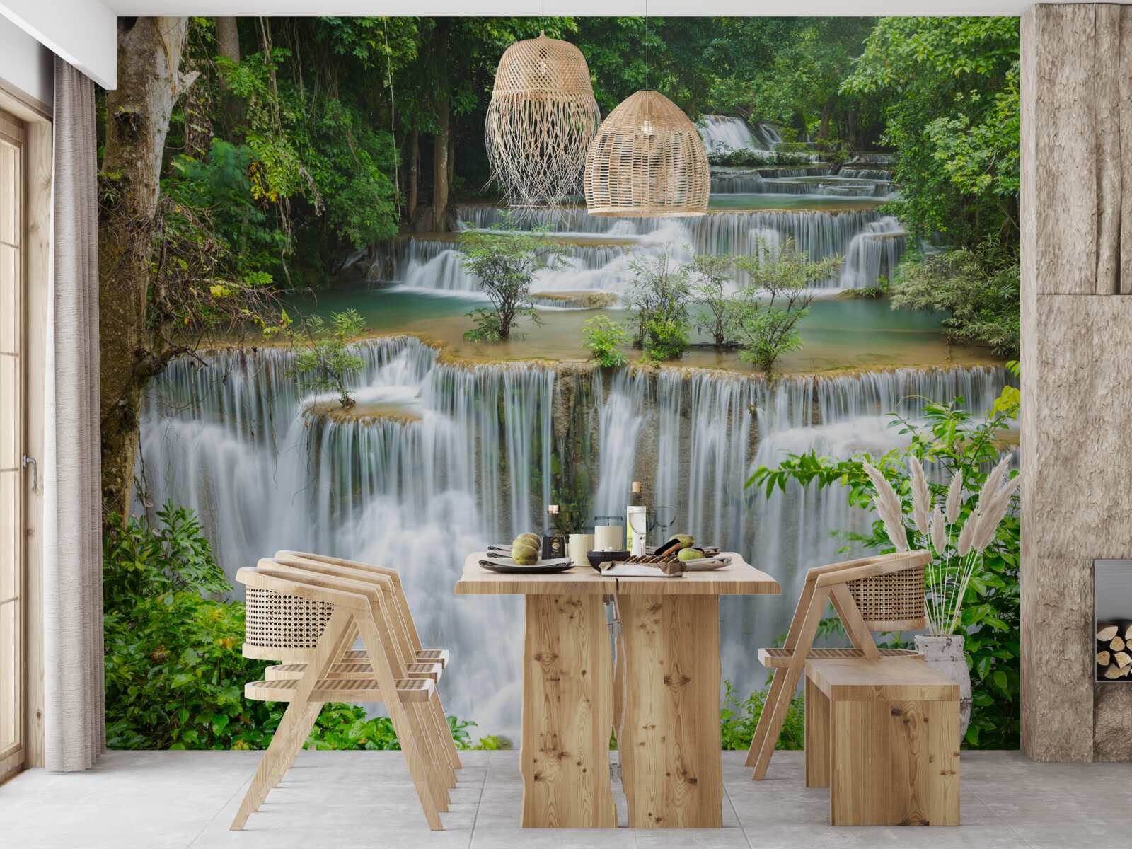 Fototapeta majestátny vodopád, z ktorého s ohlušujúcim hlukom rýchlo padá voda