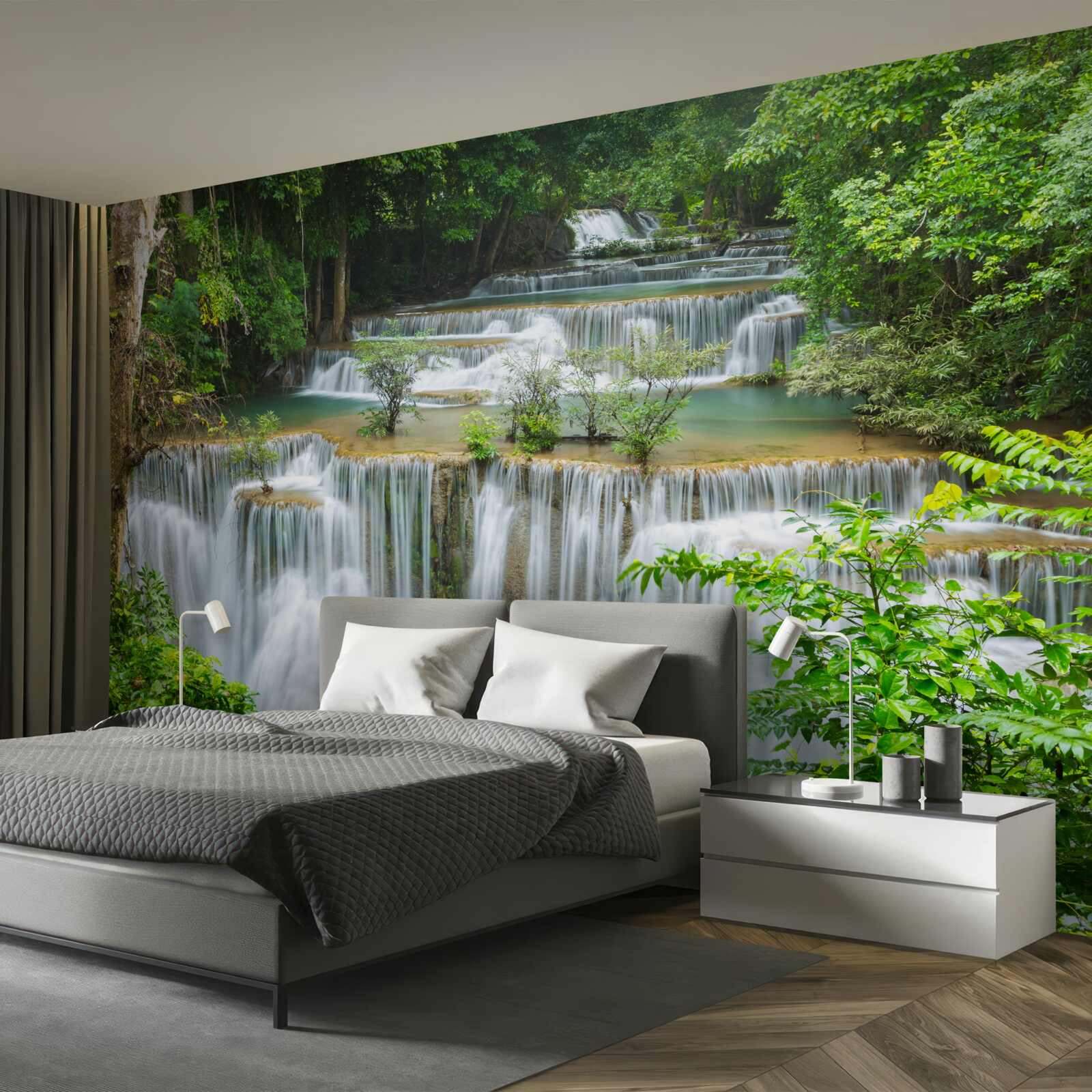 Fototapeta majestátny vodopád, z ktorého s ohlušujúcim hlukom rýchlo padá voda