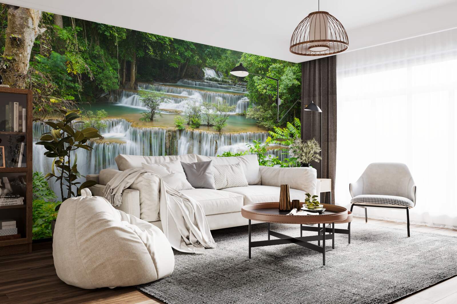 Fototapeta majestátny vodopád, z ktorého s ohlušujúcim hlukom rýchlo padá voda