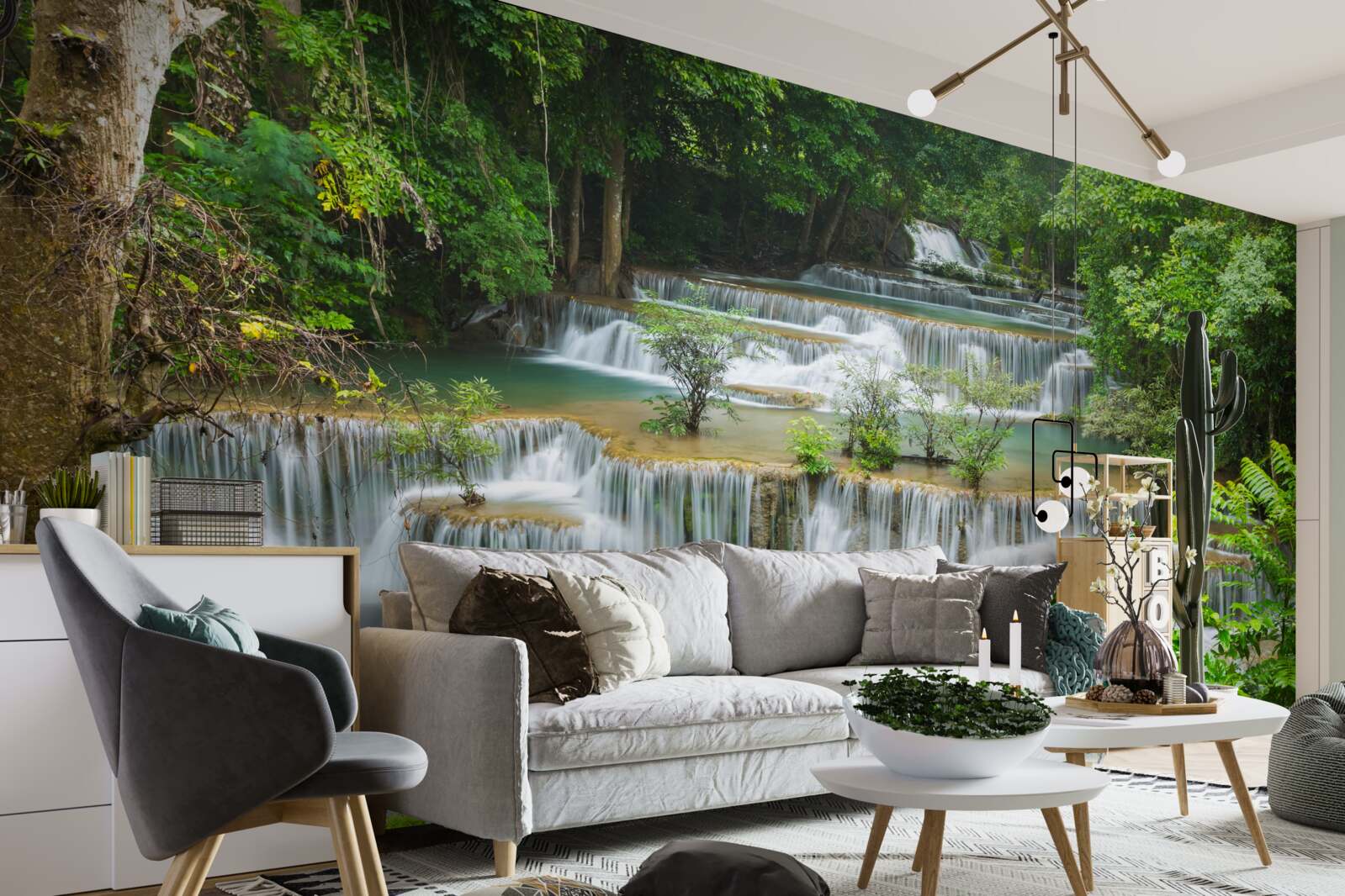 Fototapeta majestátny vodopád, z ktorého s ohlušujúcim hlukom rýchlo padá voda